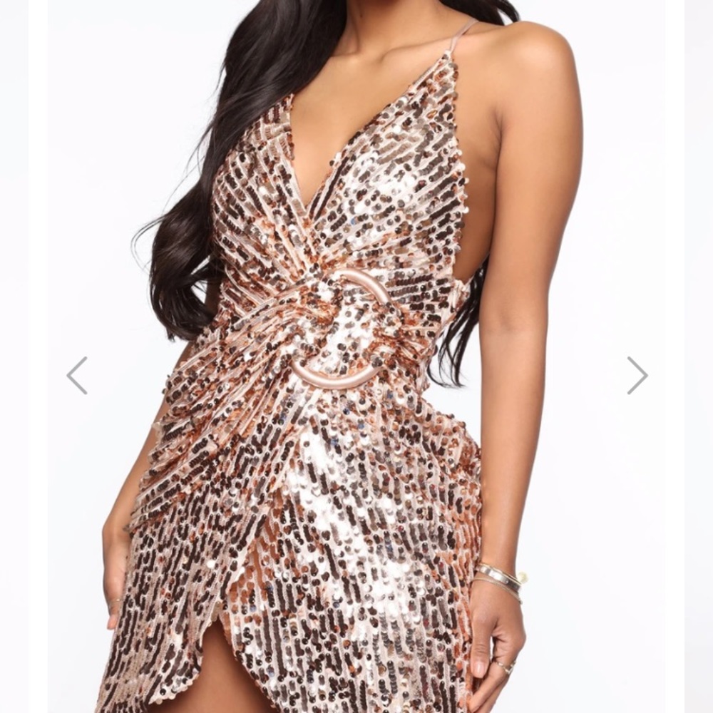 Rose Gold Sequin Mini Dress